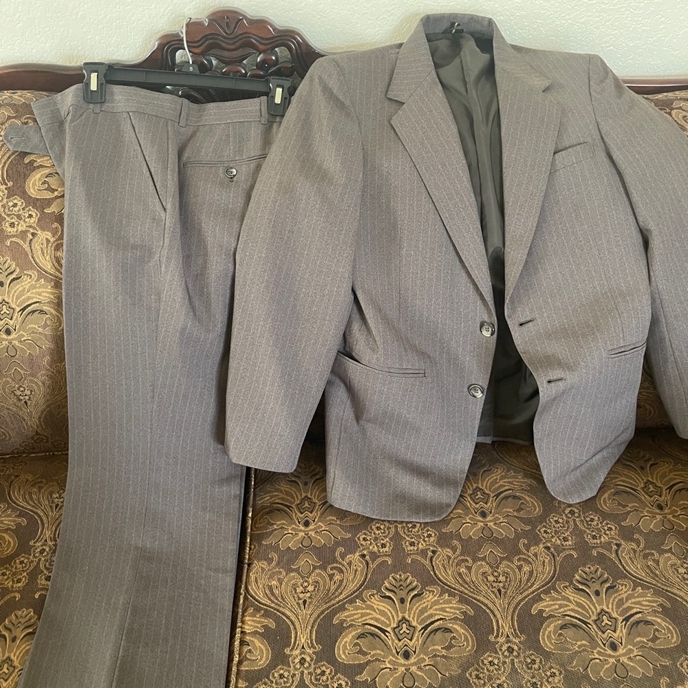 Light Brown Striped Mens Suit